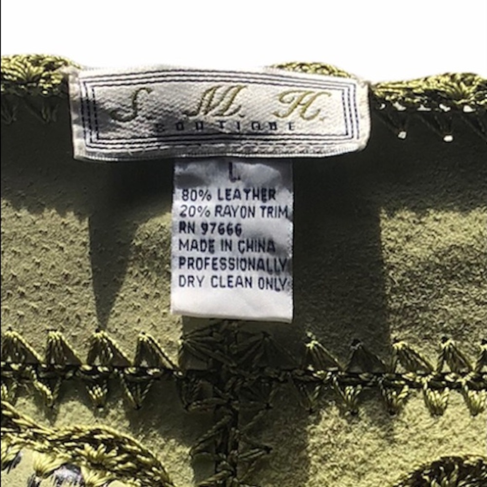 Smh Boutique Leather Patchwork Jacket Green Large - image 6